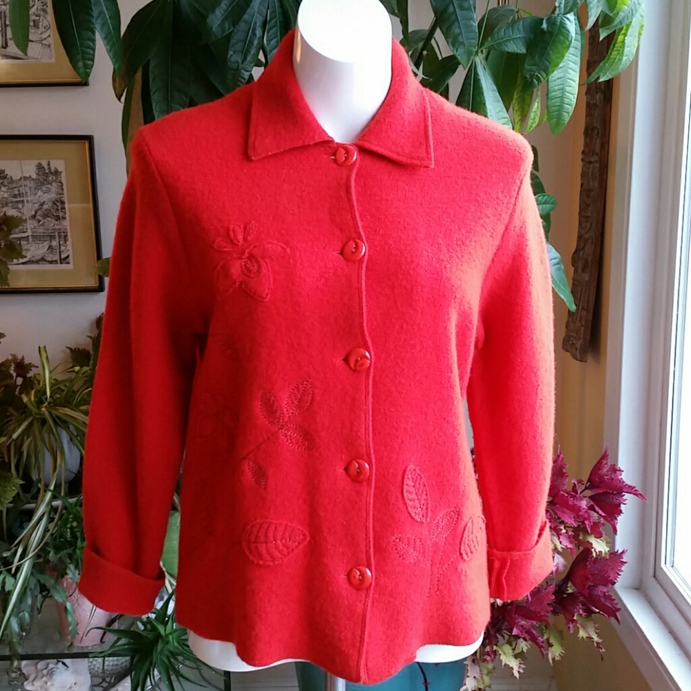Talbots red wool jacket size Small